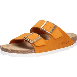 ROHDE Pantolette Velours Leder zwei Schnallen Komfortweite Alba 5590, Größe:37 EU, Farbe:Orange - Orange - 37