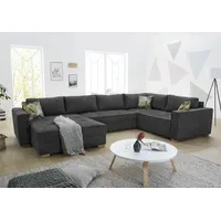 Wohnlandschaft JOCKENHÖFER GRUPPE "Brixen U-Form" Sofas Gr. B/H/T: 379cm x 86cm x 94cm, Microfaser, Ottomane beidseitig montierbar, grau (dunkelgrau) Bettfunktion, Bettkasten, Ottomane ist links oder rechts montierbar Bestseller