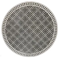 Casa Moro Bistrotisch Marokkanischer Mosaiktisch D120 schwarz weiß glasiert rund (mit schmiedeeisen Gestell), Mosaik Gartentisch Esstisch, MT2148 weiß