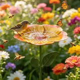 Blumen Vogeltränke, Metall Gartenstecker, Bienentränke für Den Garten, Gartendeko für Draußen Wetterfest, Vogeltränke Stehend, Insektentränke für Garten Hof Terrasse Deko (D)