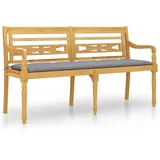 vidaXL Batavia-Bank 150 cm Massivholz Teak mit Grauem Kissen