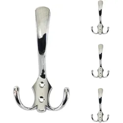 Mendler 4er-Set Garderobenhaken HWC-D46, Haken Wandhaken Kleiderhaken Set ~ Farbe: silber