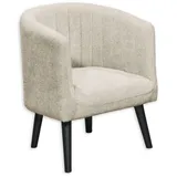 PAUL Loungesessel mit Armlehnen, Ivory - Moderner Wohnzimmer Fernsehsessel gepolstert mit schwarzen Massivholz Füßen - 61 x 82 x 58 cm (B/H/T)