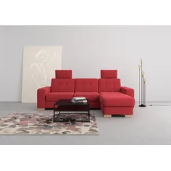 Ecksofa SIT & MORE "Quincy L-Form", rot, B:252cm H:82cm T:161cm, Sofas, wahlweise mit Bettfunktion und Bettkasten