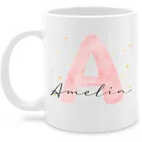 Tasse Tassen 325ml - Individuell gestaltbar mit Initialbuchstabe und Name | Geschenk mit Anfangsbuchstabe und Name frei wählbar - 325 ml - Weiß - buchstabentasse buchstaben häferl