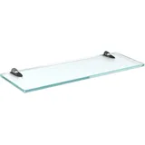 bijon Glasregal Glasablage Wandregal Glas Bad-Regal Glas Badezimmer Regal Badablage Ablageregal - 8mm Hartglas, 60 x 15 cm, Milchglas + Halterung A - Chrom Glanz Optik