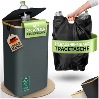 Glückstoff Glückstoff® Pfandflaschen Sammelbehälter [INKL. TRAGETASCHE] - Flaschensammler Leergut - PET Flaschen Pfandbehälter - Flaschensammler - Pfandflaschen Aufbewahrung - Pfandbehälter Einwurf - 100 Liter