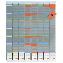 NOBO T-Karten Wochenplanungs-Set, Wandmontage, Haftnotizen Set mit 8 Spalten 54 Slots, Größe 3, enthält T-Karten, Indexspalte, bedruckte Etiketten & Etikettenhalter, 2910800