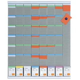 NOBO T-Karten Wochenplanungs-Set, Wandmontage, Haftnotizen Set mit 8 Spalten 54 Slots, Größe 3, enthält T-Karten, Indexspalte, bedruckte Etiketten & Etikettenhalter, 2910800