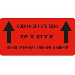 250 EICHNER Warnetiketten rot »Oben! Nicht stürzen!« 100,0 x 50,0 mm