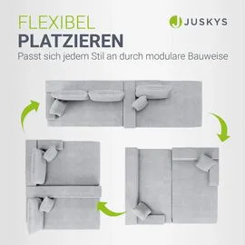 Juskys Eckcouch Cord 3-Sitzer Hellgrau