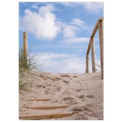 Teppich Auf der Holztreppe zum Strand, Wallario, rechteckig, rutschfest braun 50 cm x 70 cm