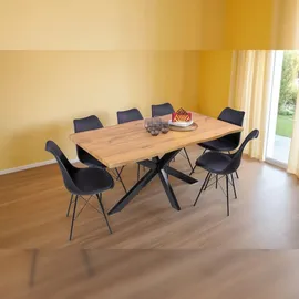 Sam Esstisch Baumkante Holz-Optik Wildeiche 160 x 85 Spider-Gestell schwarz JOSY