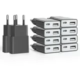 Stecker für USB Ladekabel 10Pack, 5V 1A 2Port USB C+A Netzstecker Ladegerät, 5W USB Ladestecker, Steckdosenadapter Ladeadapter für iPhone, Galaxy, Xiaomi, Pixel Huawei, MP3, Smartphon(Weiß)