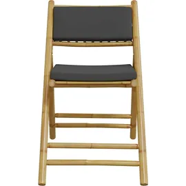 vidaXL 3-tlg. Bistro-Set Klappbar mit Dunkelgrauen Kissen Bambus