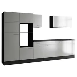 Respekta Küchenzeile Oliver 340 cm Grau/Weiß