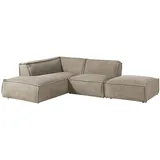 MASSIVMOEBEL24.DE Ecksofa inkl. Hocker 195x220x79 Polyester taupe Ravenna.