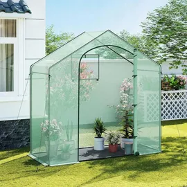 Woltu Gewächshaus Grün Metall, 200x200x80 cm, Gartenzubehör, Gewächshäuser