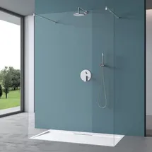 mai & mai Duschwand Duschabtrennung 2 Haltestange für Walk-In Dusche 100cm 10mm Klarglas ESG-Sicherheitsglas mit Nanobeschichtung Bremen02K+2 - Transparent