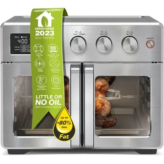 TurboTronic digitaler Heißluftofen - XXL 32 Liter mit Drehspieß 4in1 Mini Backofen & Power Heißluftfritteuse Airfryer