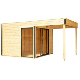 WOLFF FINNHAUS Gartenhaus Studio 44-B (Außenmaß inkl. Dachüberstand (B x T): 524 x 320 cm, Holz, Natur/Schwarz)