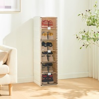 Nilpferd schuhboxen mit 6 Fächern, Aufbewahrungsbox mit transparenten Türen, Magnetverschluss, faltbare und stapelbare Schuhkartons Schuhregal Schuhschrank für Schuhe (1 Reihe mit 6 Würfel)