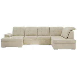 MKS Meble Eckcouch Samt U-Form 3-Sitzer Beige