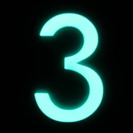 Alpertec Hausnummer 3 Selbstklebend Nachtleuchtend Blau