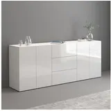 INOSIGN Sideboard »Egypt, Kommode, Schrank, Kredenz, grifflos«, 4 Türen, 3 Schubkästen mit Push-To-Open Funktion, Hochglanz Breite 220, weiß