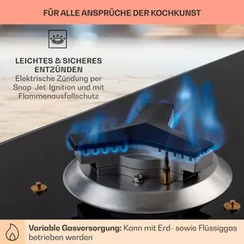 Klarstein Gaskocher 3-Flammig, 6,45kW Einbau-Gaskocher für Innenbereich, Edelstahl-Gaskocher für Wohnmobil, 3-Flammiger Gaskocher, Gasherde mit