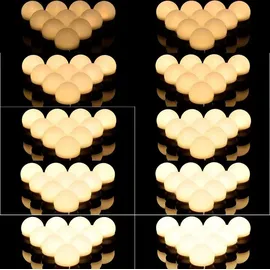 Juskys Schminktisch Lichterkette 8 W mit 10 LED Lampen & USB - Helligkeit einstellbar - Weiß