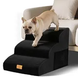 Thihome Hundetreppe 3 Stufen - rutschfest Hundetreppe für Kleine Hunde und Katzen - Hochdichtem Schwamm Haustiertreppe für Bett und Sofa - Tragegriff & Aufbewahrungsbeutel - 60x40x40cm - Schwarz