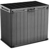 KETER Store-It-Out Darwin Aufbewahrungsschrank 1150L - Wetterbeständige Mülltonnenbox mit Holzoptik - Gartenbox abschließbar - für 2X 240L Tonnen