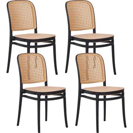 Beliani Esszimmerstuhl Plose Kunststoff beige/schwarz 4er Set