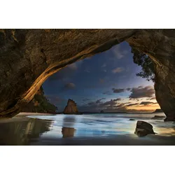 Fototapete PAPERMOON "Photo-Art YAN ZHANG, CATHEDRAL COVE", bunt, B:3,50m L:2,60m, Vlies, Tapeten