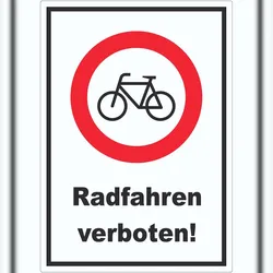 Radfahren verboten Aufkleber A9 (37x52mm)