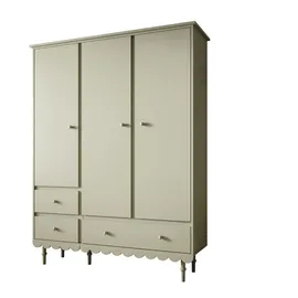 lookway Kleiderschrank BABUSHKA 3-türig Buche olivgrün
