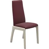 Polsterstuhl STRESSLESS "Laurel", rot (bordeaux batick, eiche gekalkt), B:57cm H:92cm T:59cm, Leder BATICK: BATICK ist ein leicht korrigiertes, durchgefärbtes und genarbtes Möbelleder, bei dem die meisten Unebenheiten und Spuren in der Regel entfernt wurden., Stühle, Polsterstuhl, Low Back, Größe L, mit abgerundeten Beinen in Eiche gekalkt