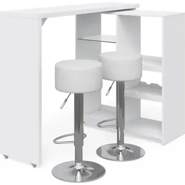 Vicco Bartisch VEGA Weiß Bartresen Stehtisch Tisch Tresentisch Bistrotisch Küche inkl. Barhocker