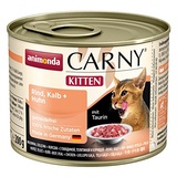 Animonda Katzenfutter Carny Kitten Rind, Kalb Plus Huhn natürlich getreidefrei und ohne Zucker, 12er Pack (12 x 200 g)