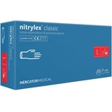 Nitrylex Classic Einweg-Nitrilhandschuhe, schützende Untersuchungshandschuhe, puderfrei, unsteril, Blau , Größe L (8-9), beidhändig tragbar, Mikro+strukturierte Fingerspitze, dispenser box 100 Stk