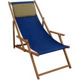 Erst-Holz Deckchair blau Liegestuhl klappbare Sonnenliege Gartenliege Holz Strandstuhl Gartenmöbel 10-307 KD