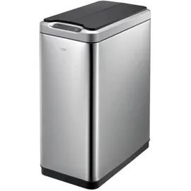 Eko Phantom Sensor 2 x 20 L Mülltrennsystem, 2 Fächer, Soft-Close Deckel, Wasserdicht, Fingerabdruckresistent, Abfalleimer Küche, mattes Edelstahl, Abfallbeutelfixierung