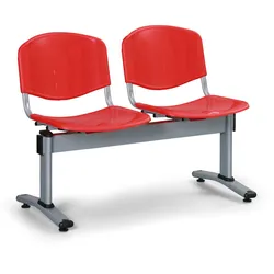 Kunststoff-Wartezimmerbank, Traversenbank VERONA, 2-sitzig, rot