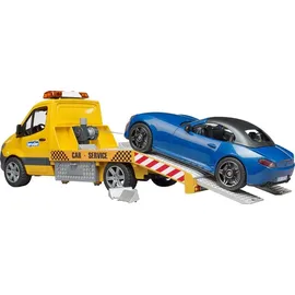 Bruder 02675 MB Sprinter Autotransporter mit Light - Sound Modul und BRUDER Roadster