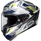 Shoei X-SPR Pro Escalate, Integralhelm - Weiß/Dunkelblau/Grau/Neon-Gelb - XL