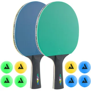 Joola COLORATO Bestehend aus 2 Tischtennisschläger + 8 Bunte Tischtennisbälle, Einheitsgröße