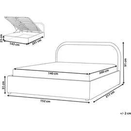 Beliani Bett mit Stauraum Bouclé Quillien 140 x 200 cm,