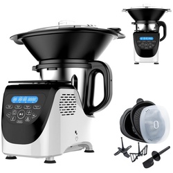 Best Direct® Küchenmaschine mit Kochfunktion Chef-O-Matic® Kitchen Robot, 1000 W, 3,00 l Schüssel, mit Dampfgaraufsatz, digitale Waage weiß