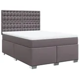 vidaXL Boxspringbett mit Matratze Grau 160x200 cm Kunstleder